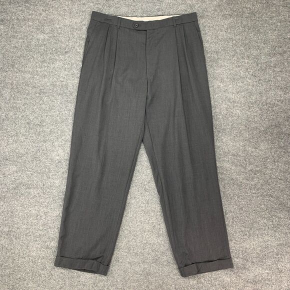 Patrick James West Coast Classic Pants Mens 35 Gray Wool Comfort EZE Pleated - Picture 2 of 13